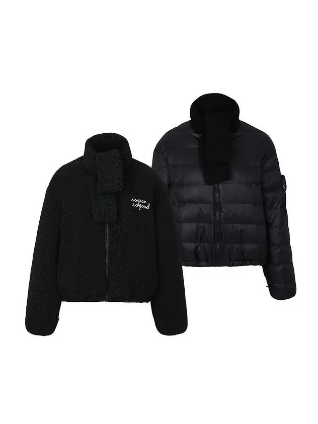 Reversible Down Sherpa Puffer Jacket [black]
