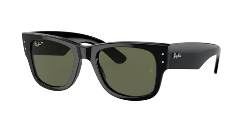 Mega Wayfarer - Glass -- Black + Green Polarized Lens/m (51-21)