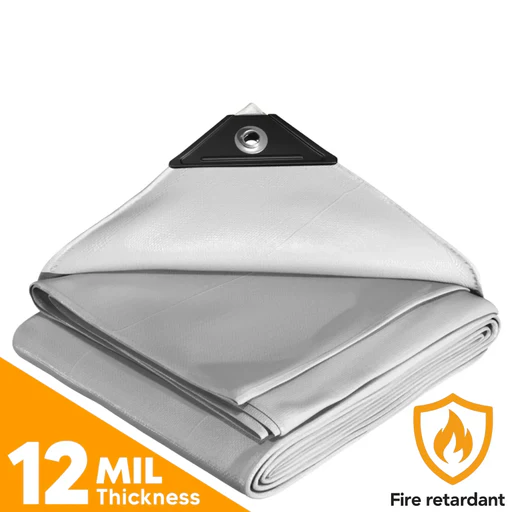 White Fire Retardant Tarps - 12' X 20'
