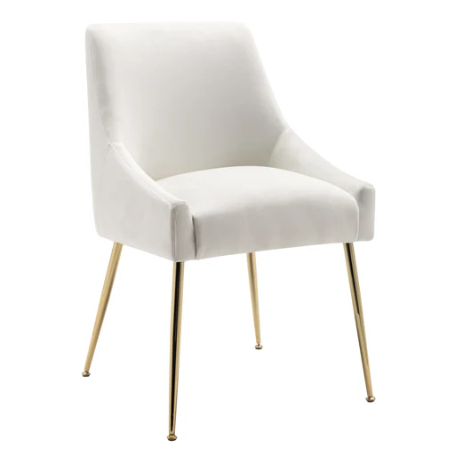 Majestic Upholstered Performance Velvet Accent Chair With Metal Leg - Ivory