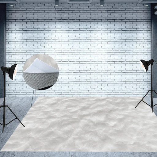 Milky White Furry Texture Photography Floor Photo Backdrop - 8x5ft(2.5x1.5m)