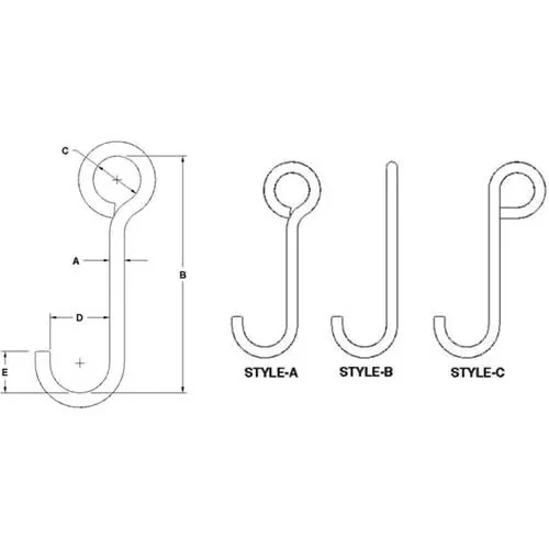 M&w 3/8\" Style B J-hook
