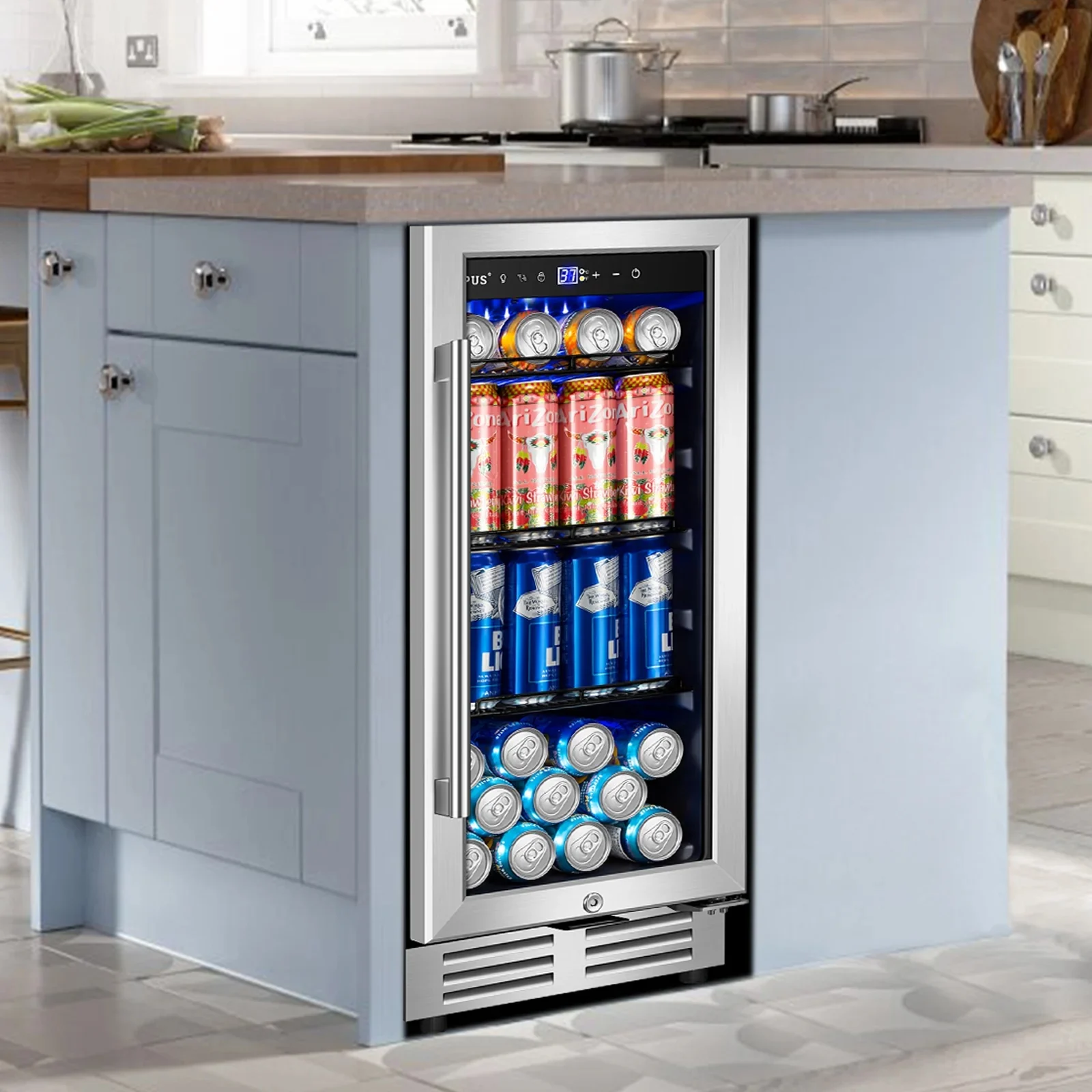 Nipus 15 Inch 130 Can Beverage Fridge Freestanding/built-in Beverage Refrigerator With French Door