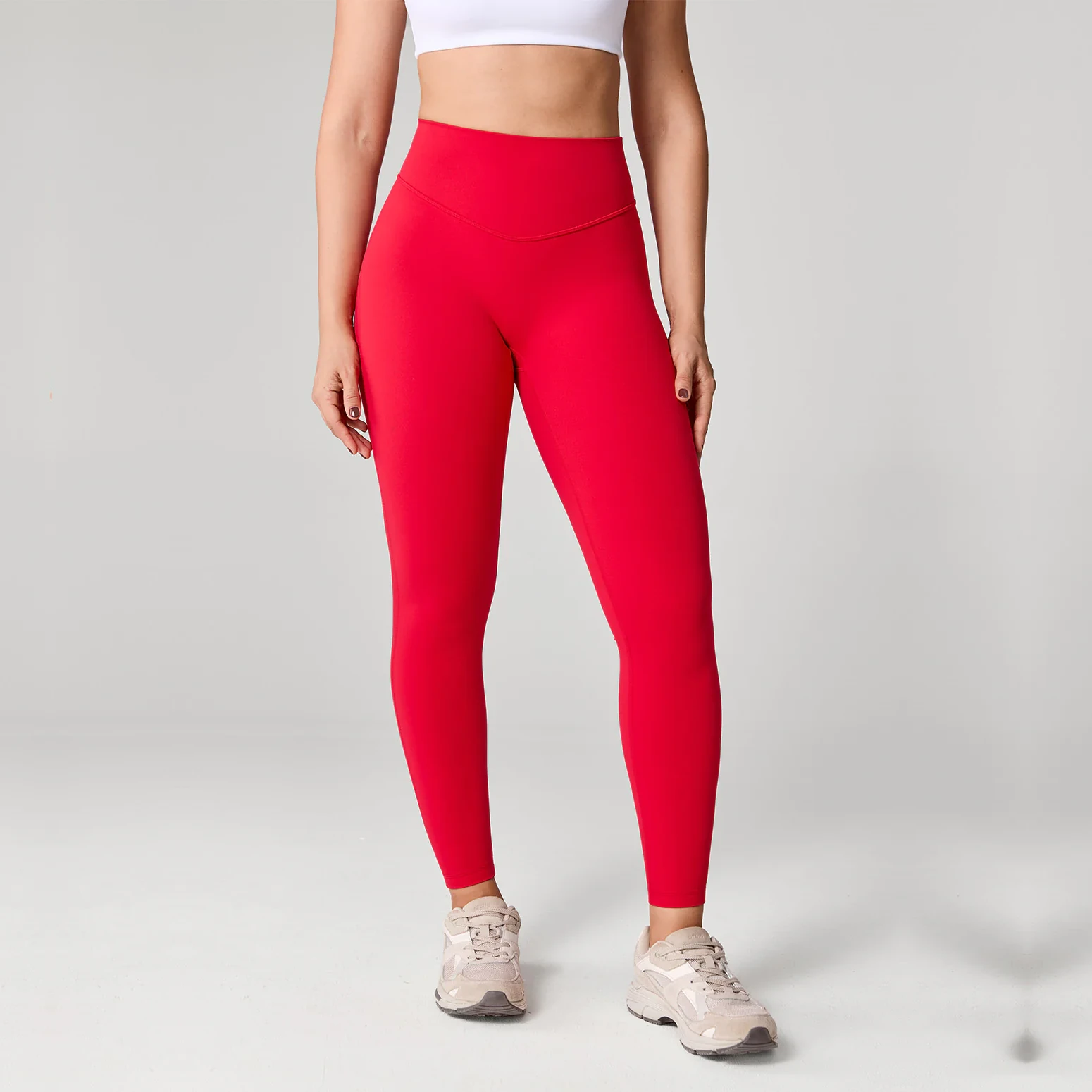 Hugcurve No Front Seam Hidden Scrunch Butt Leggings 25" - Aurora Red/l