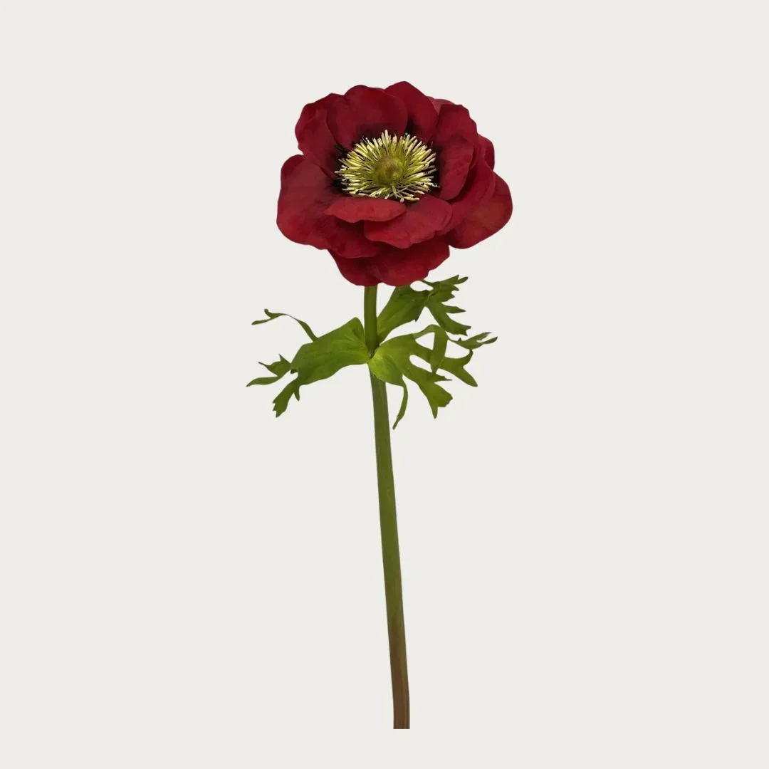 17.5 Inch Real Touch Red Anemone Stem