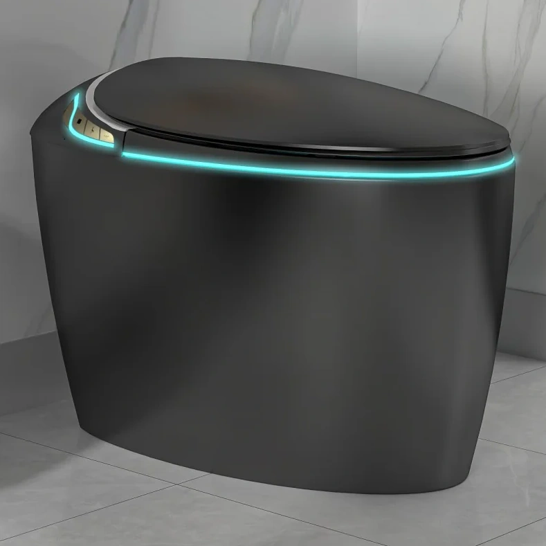 Ep Exbrite Unique Smart Toilet With Bidet Built In, Intelligent One Piece Toilet For Modern Bathroom, Auto Open/close Seat, Foot Sensor, Led Display,night Light, Warm Water & Dryer, Black