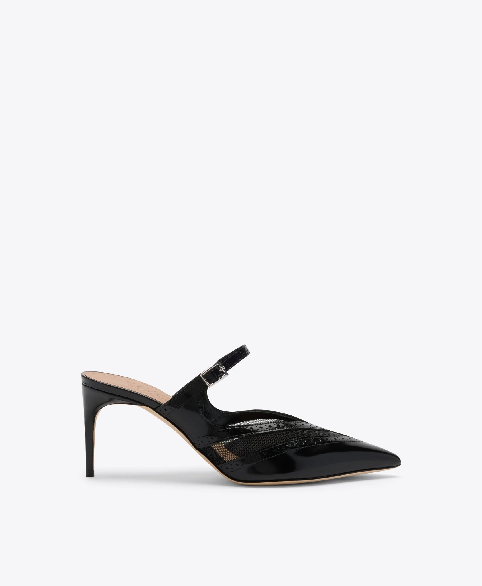 Cristi 70 Black Brushed Leather Heeled Mules
