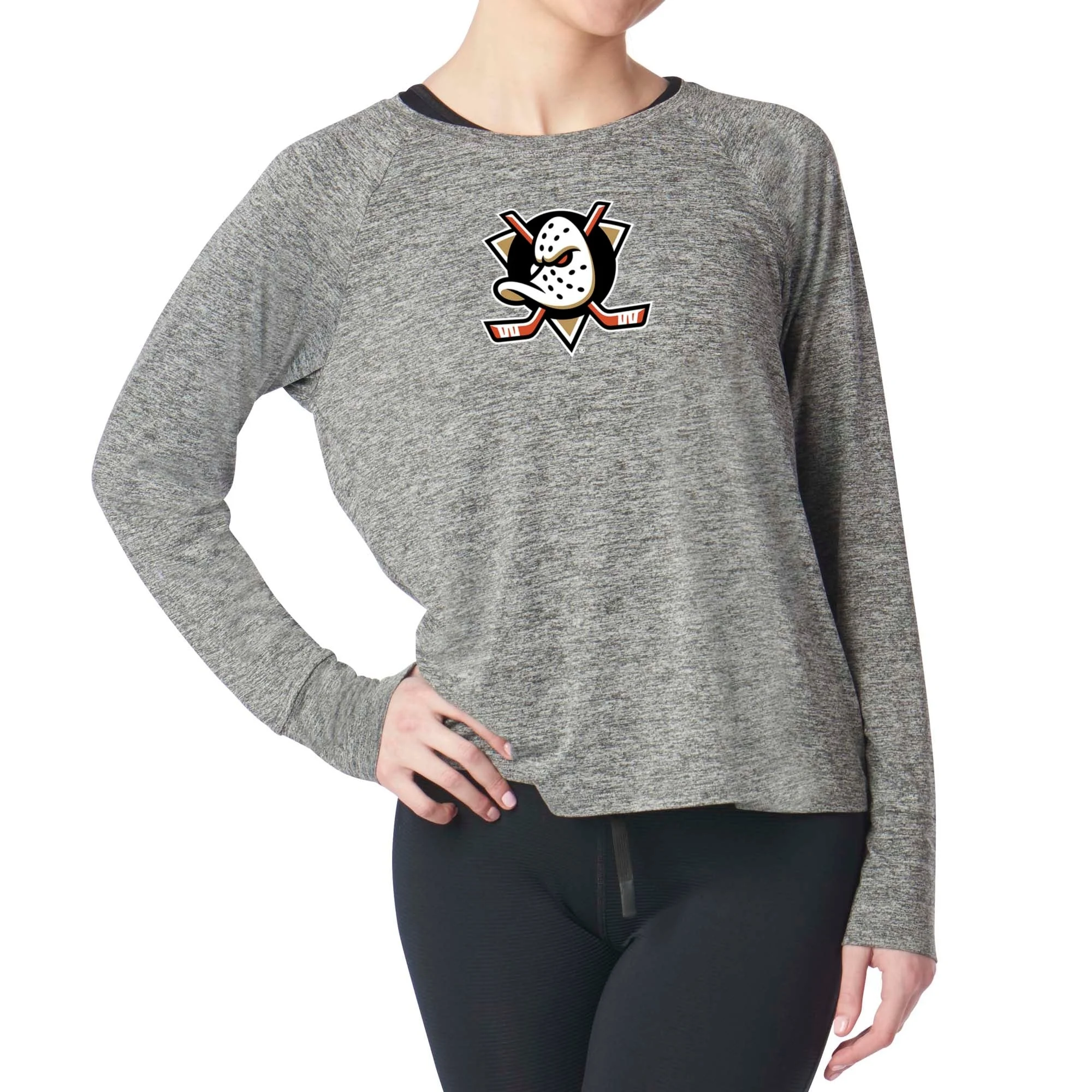 Anaheim Ducks Nhl Kadi Raglan Long Sleeve Heather Grey
