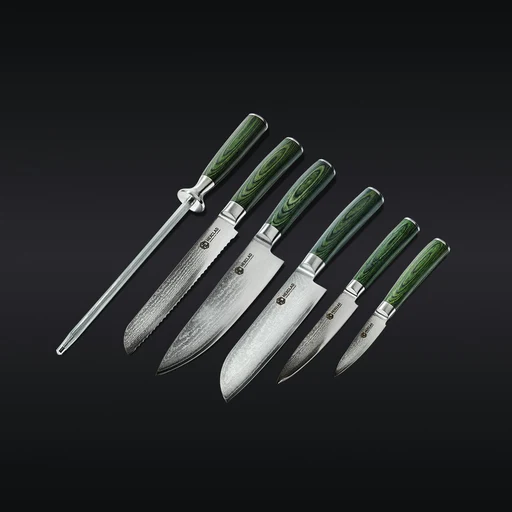 The Essential 6 Pc Japanese Damascus Steel Knife Set
