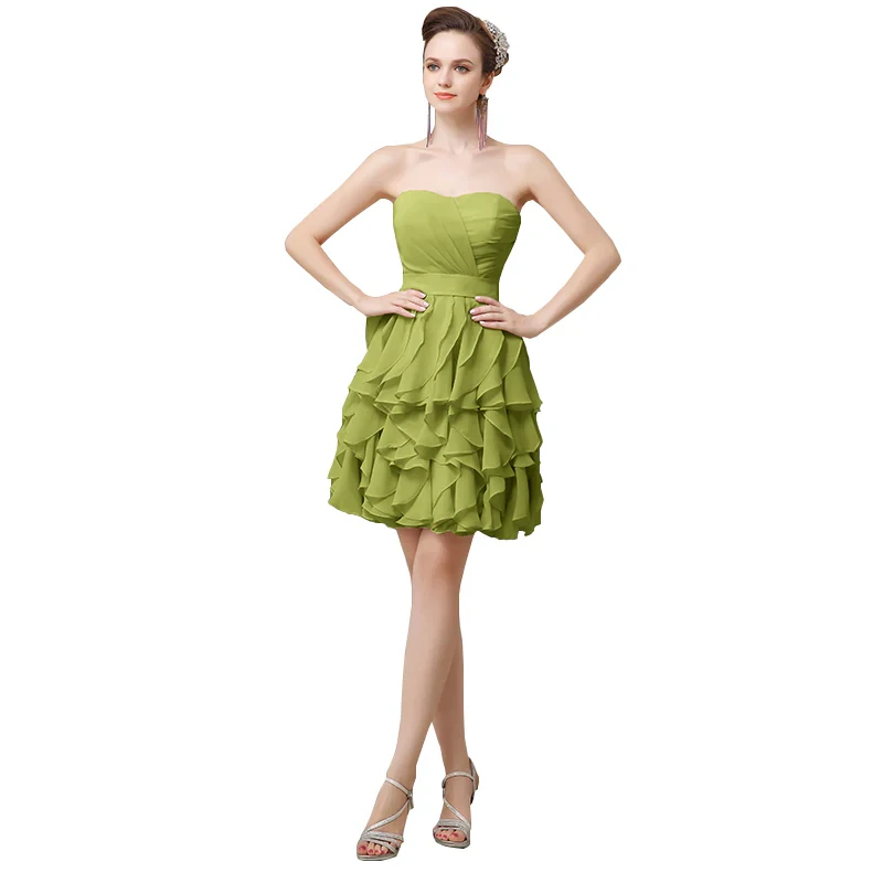 Polpular Sweetheart A-line Knee-length Short Bridesmaid Dresses - Clover