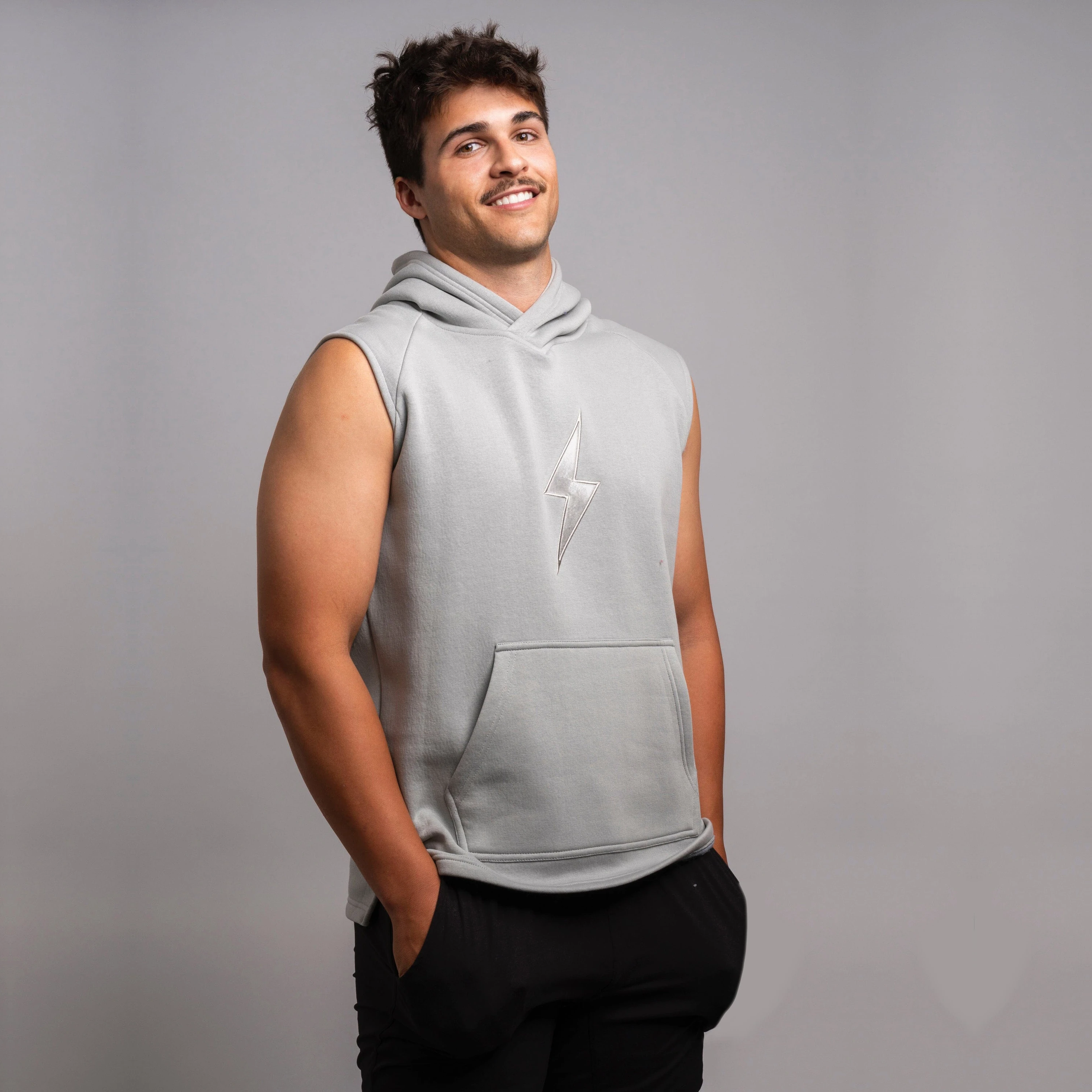 Bolt Sleeveless Hoodie - Grey/grey Bolt - S