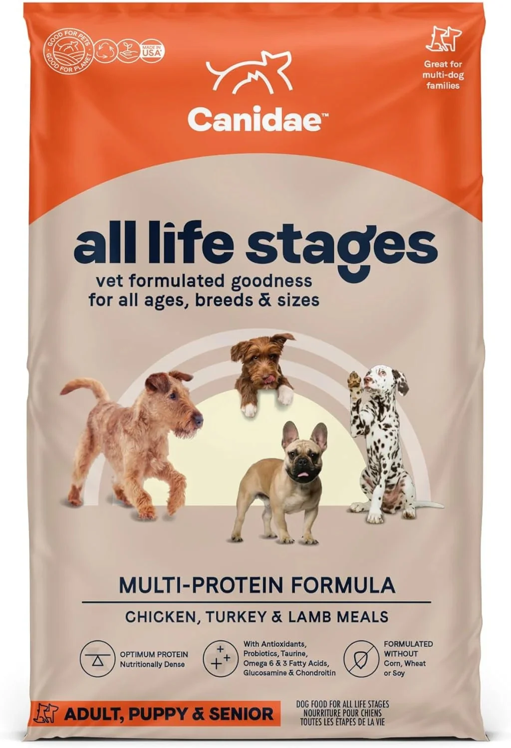 Canidae All Life Stages Premium Dry Dog Food For All Breeds, High Protein Premium Dry Dog Food For All Ages - Multi-protein/40 Pound (pack Of 1)