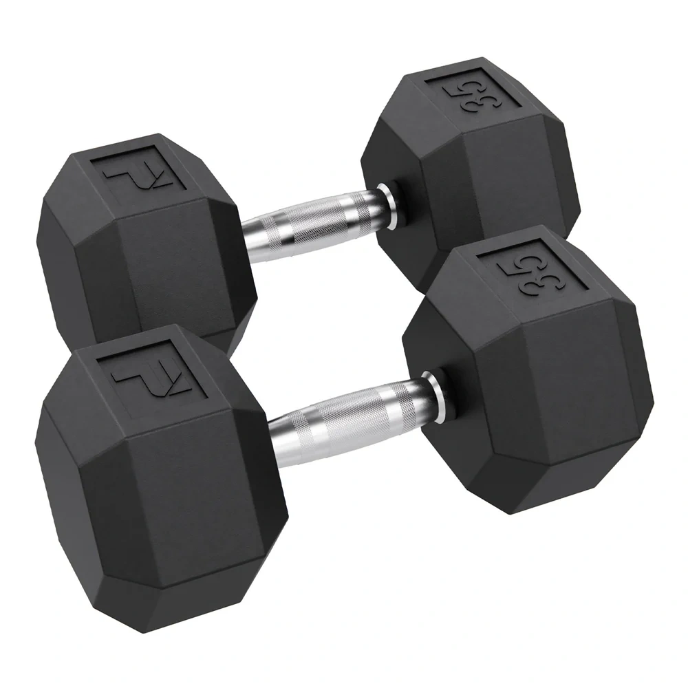 Rubber Hex Dumbbell Pairs - 65 Lbs Pair