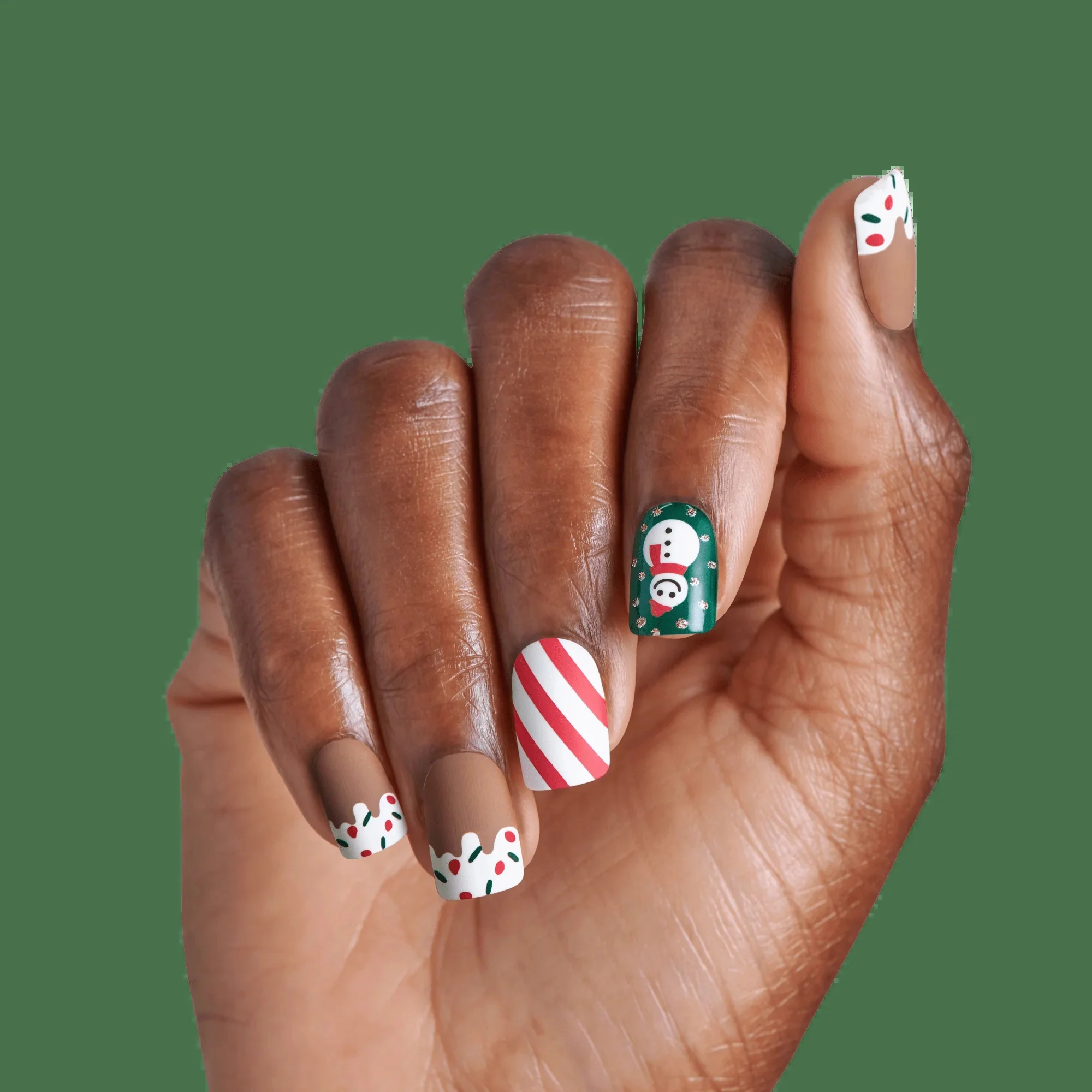 Kiss Voguish Fantasy Holiday Press On Glue Nails - Snow Pops