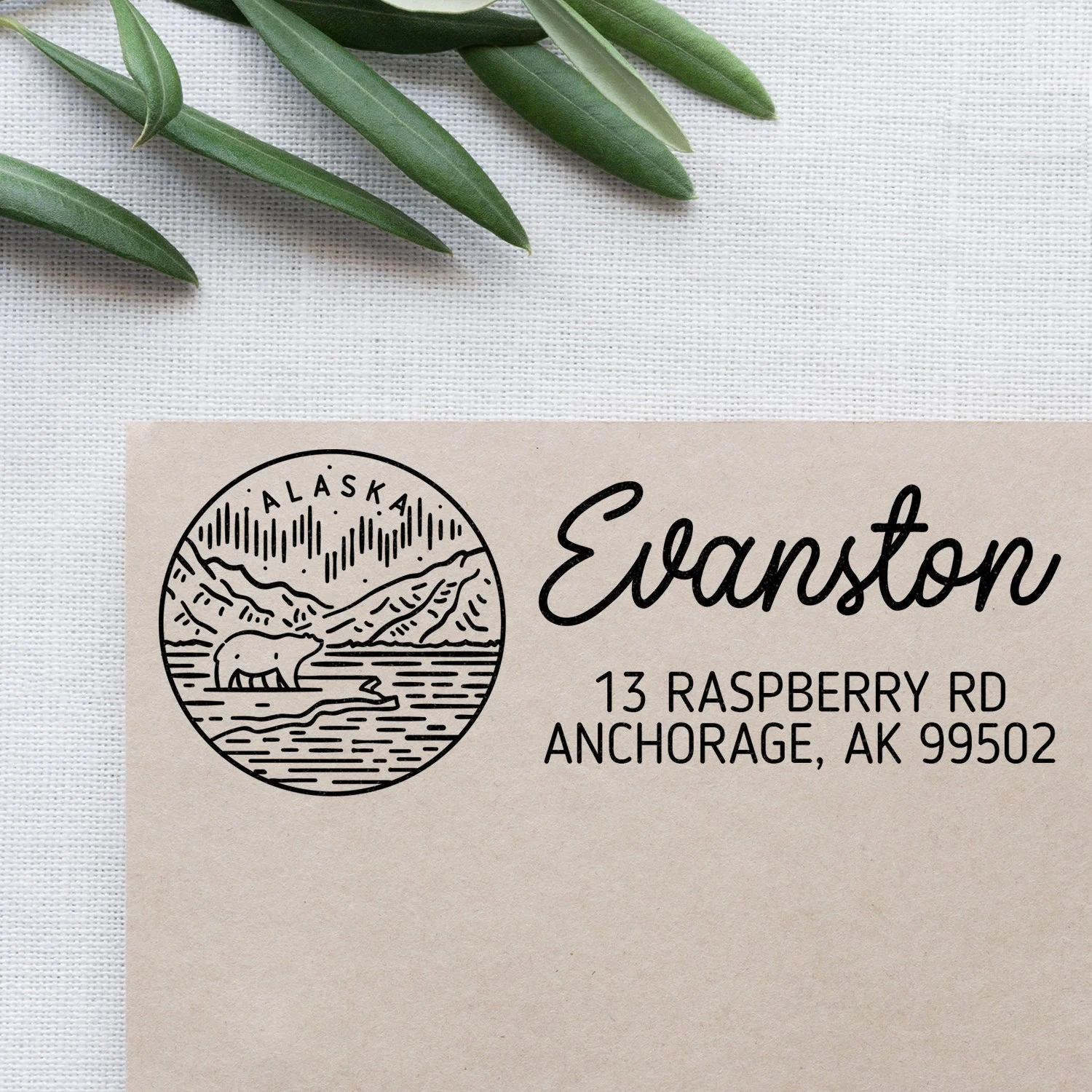 Alaska Address Stamp - Pre-inked/large/green