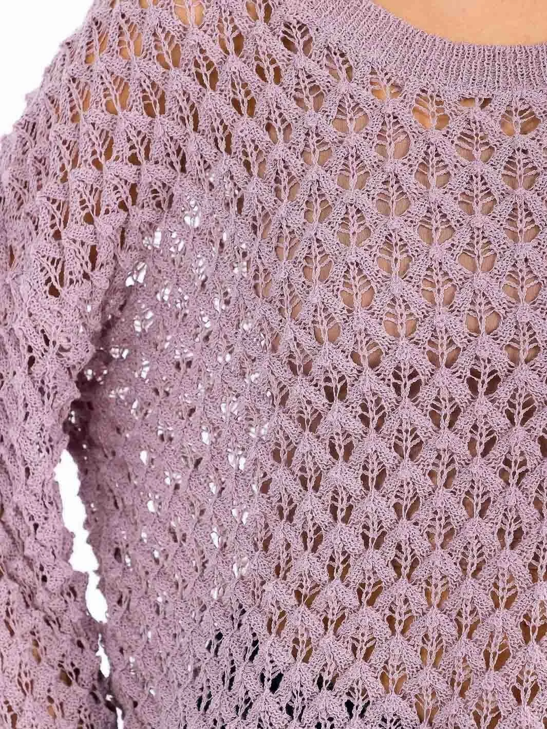 Women's Long Sleeve V-neck Knit Pullover Top - Lavender/4-2 (s/m-m/l)