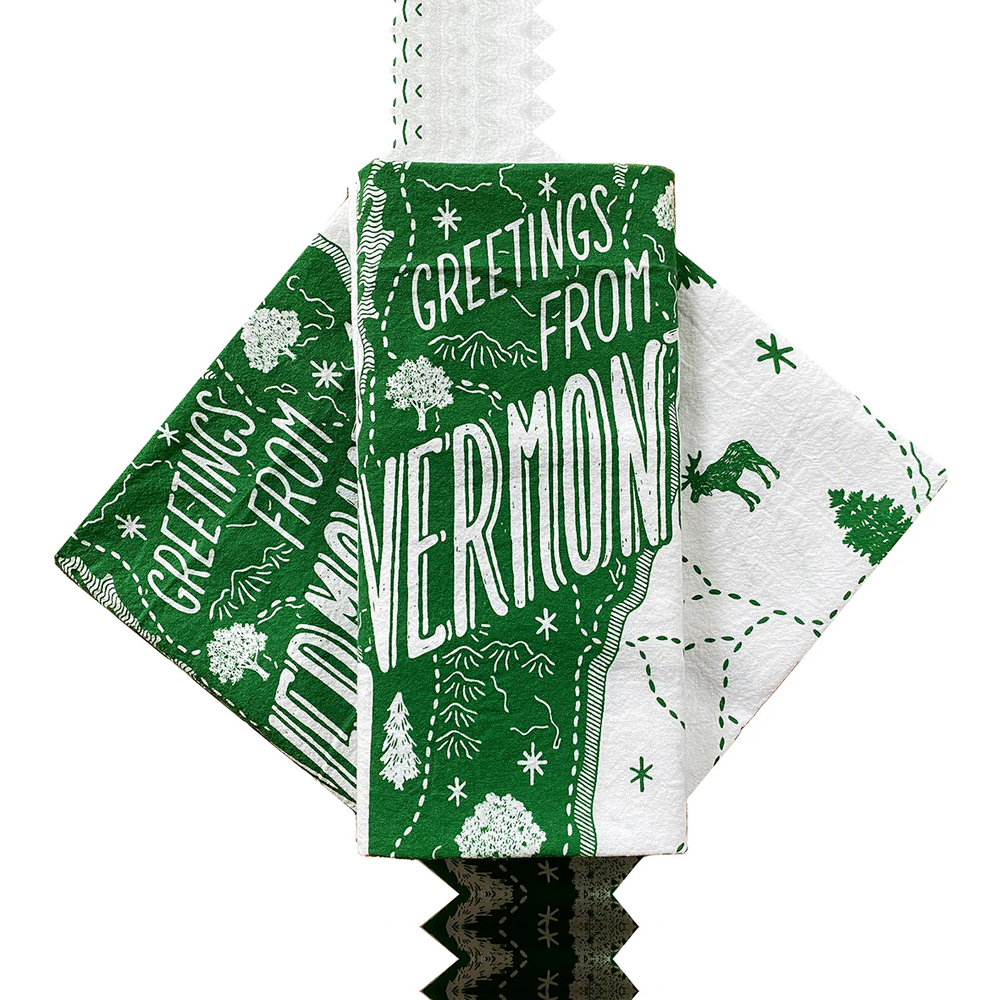 Greetings From Vermont Tea Towel