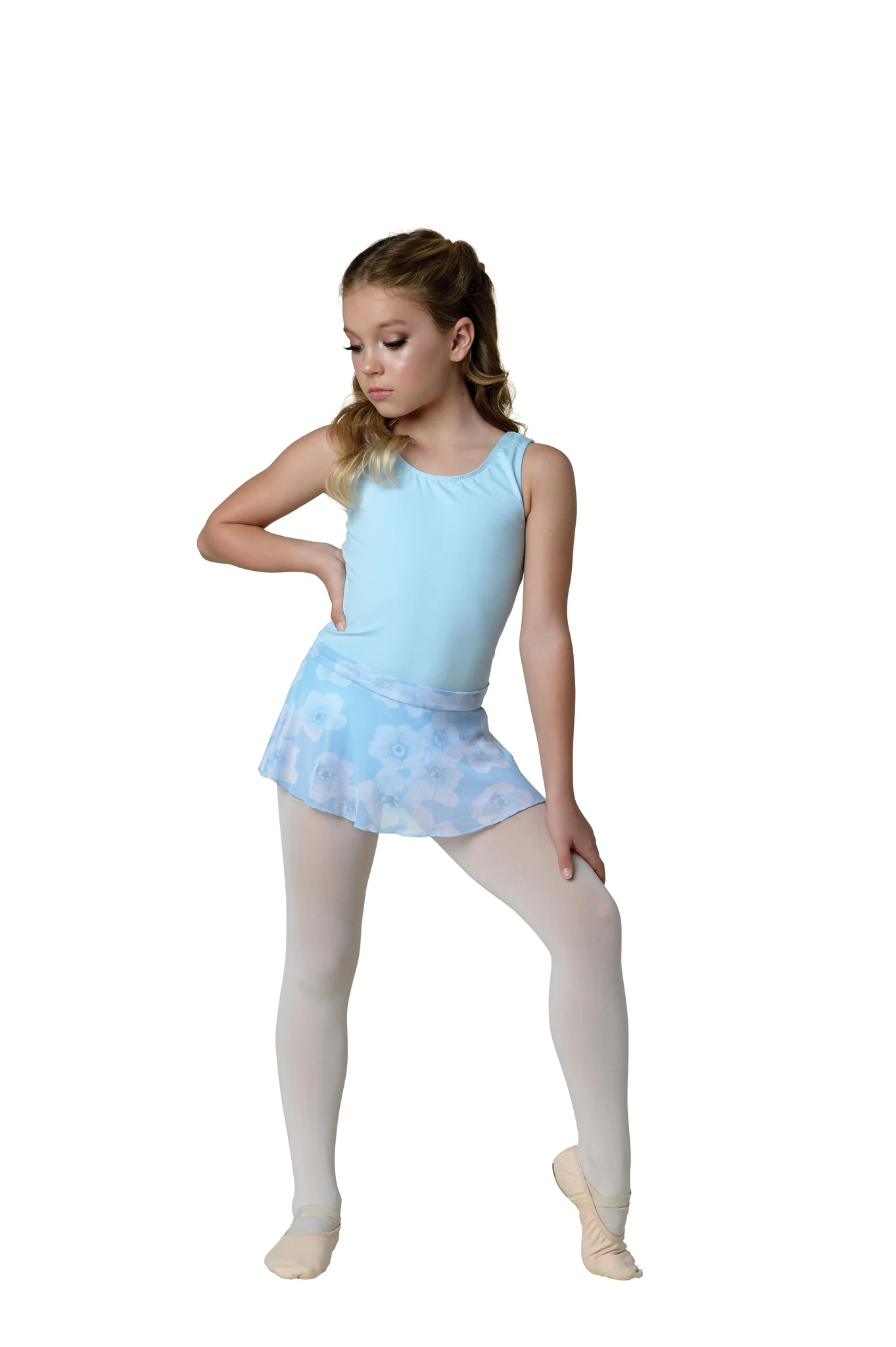 Kids Floral Printed Skirts - Light Blue