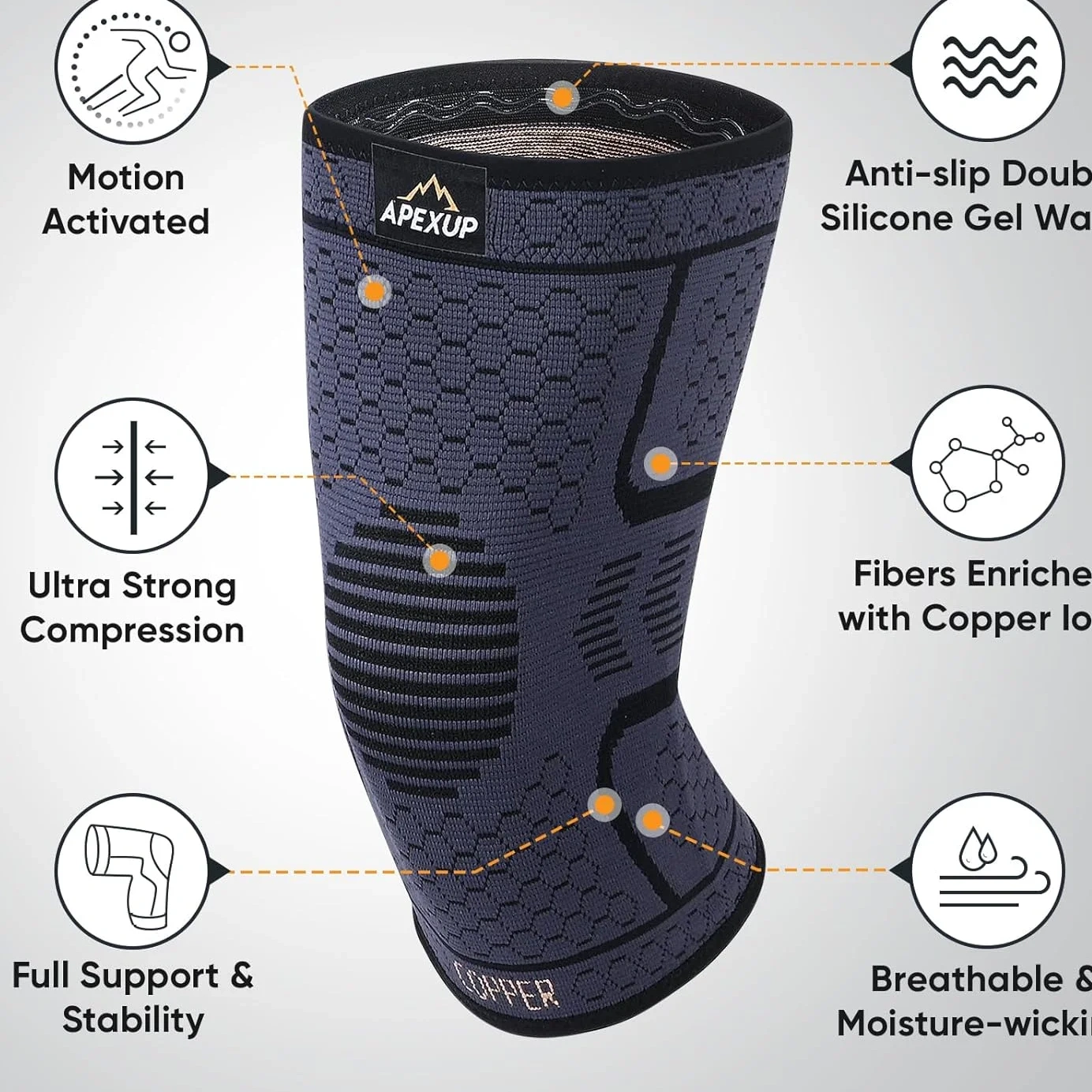 Copper Knee Brace Knee Compression Sleeve 2 Pack Red Small
