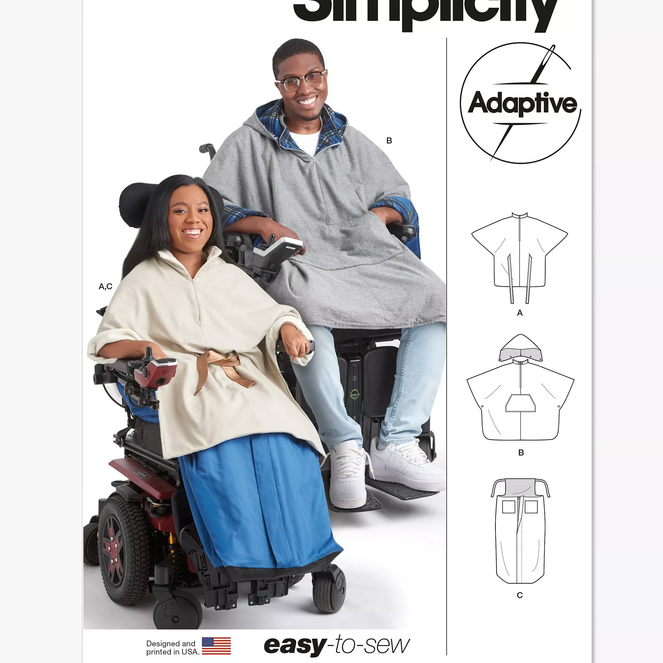 Simplicity Unisex Poncho With Detachable Hood And Wheelchair Blanket Sewing Pattern, S9671a