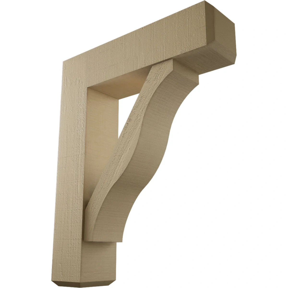 Timberthane Faux Wood Bracket W/ Offset Brace, Funston Style, Craftsman Ends, 8"w X 32"d X 40"h, Primed Tan