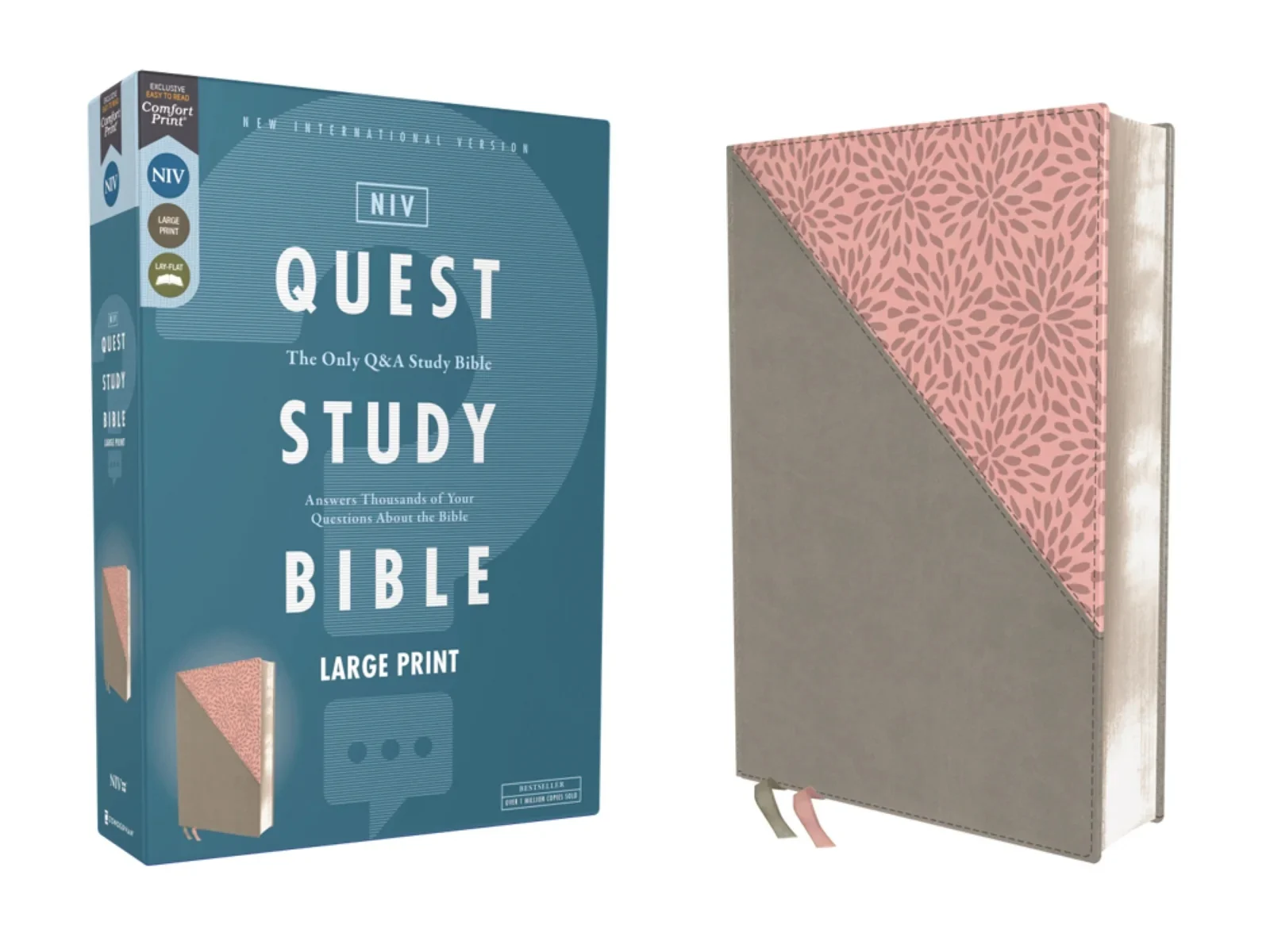 Niv, Quest Study Bible, Comfort Print: The Only Q And A Study Bible - Gray/pink/no/leathersoft™