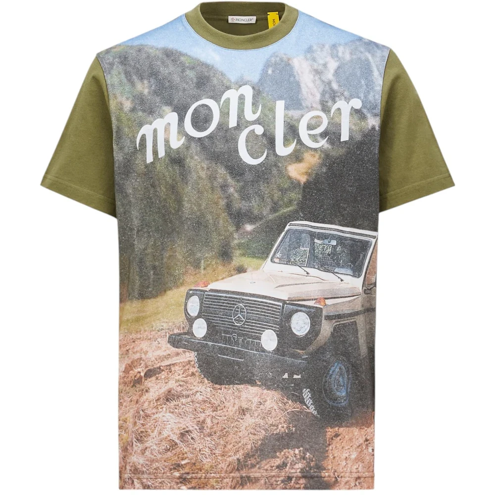 Moncler X Mercedes-benz Nigo Printed Cotton T-shirt Olive Green