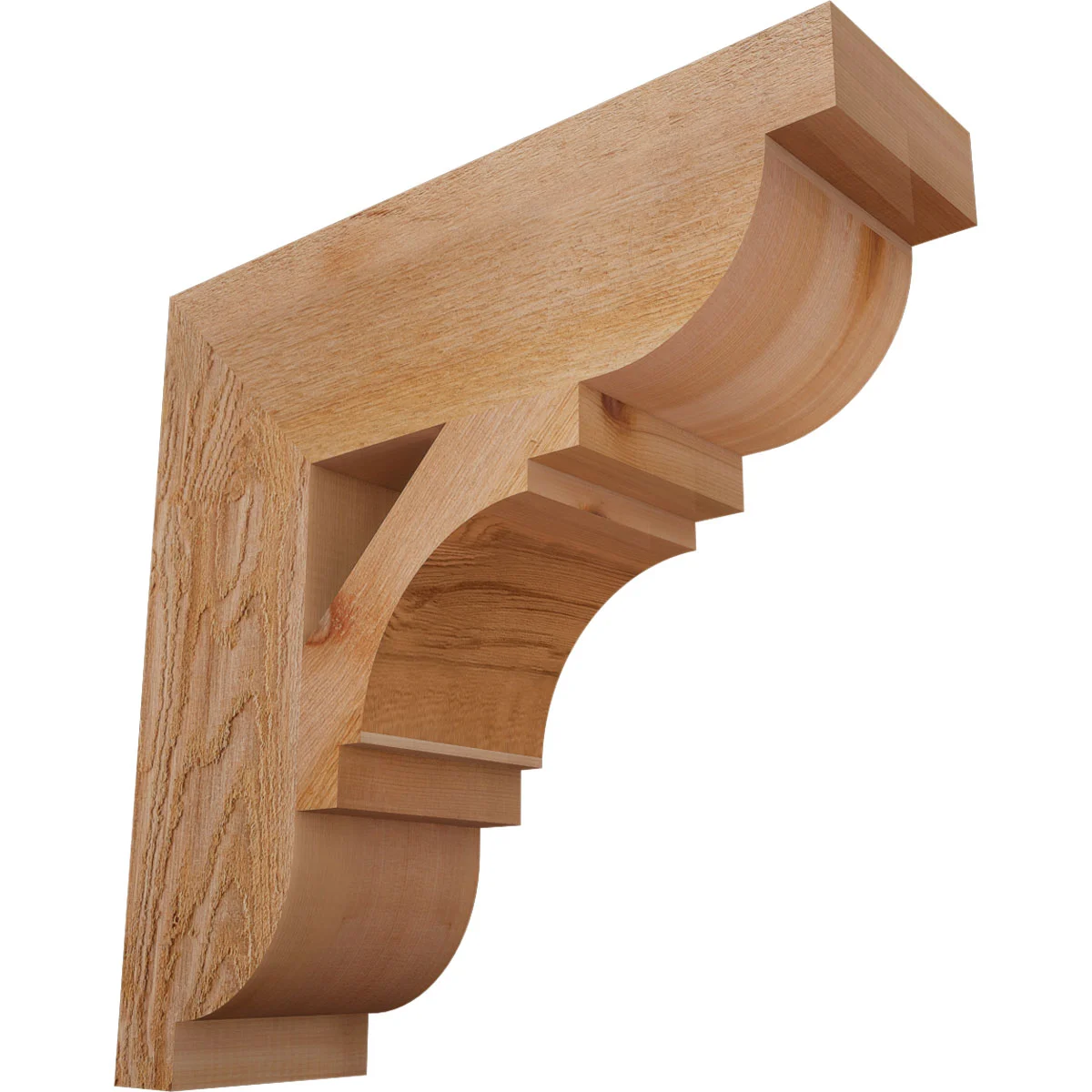 Rustic Wood Bracket, Merced Style, Ionic Ends, 6"w X 20"d X 20"h, Rough Sawn Western Red Cedar