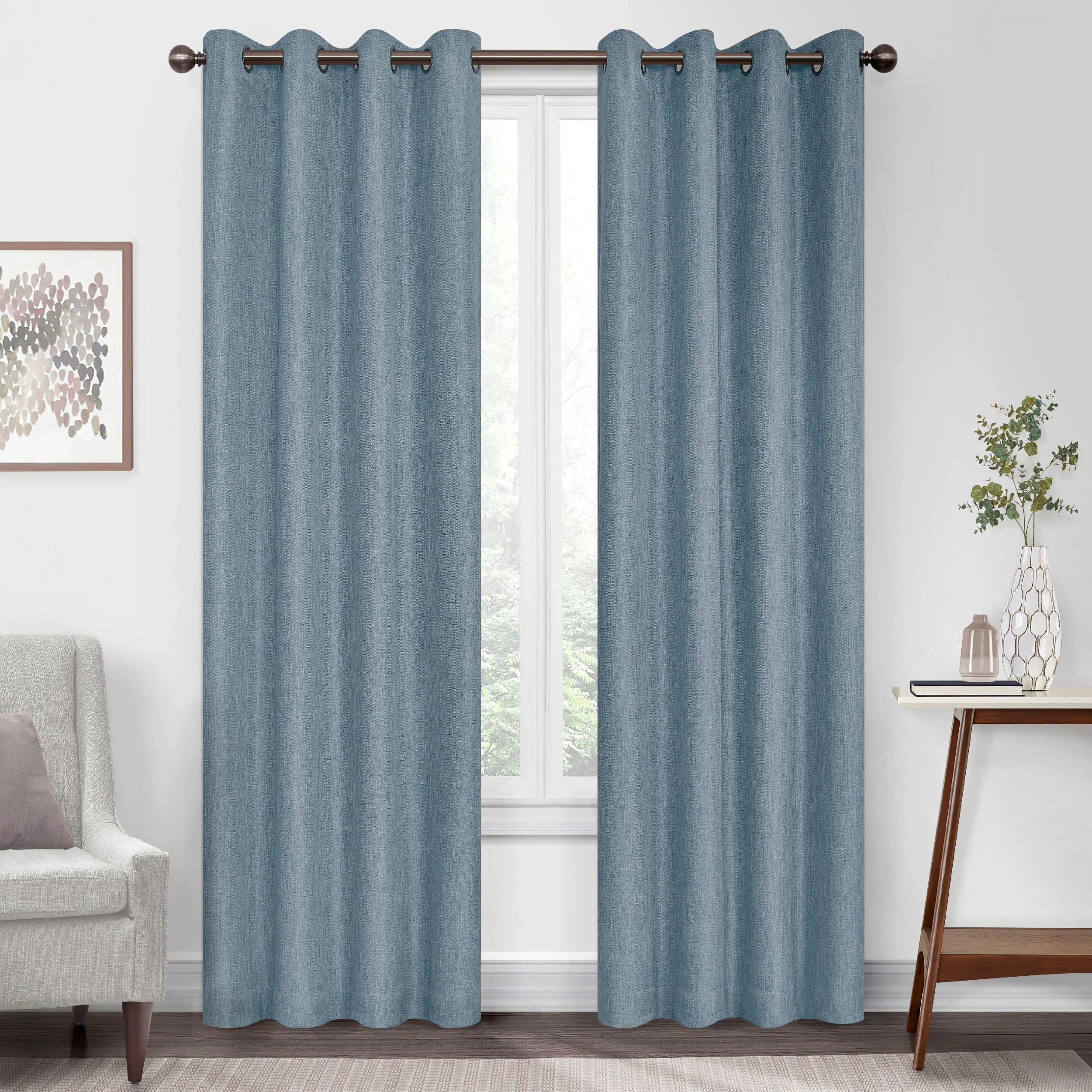 Eclipse 84-in Ocean Blackout Standard Lined Rod Pocket Single Curtain Panel Fze002cb2oca
