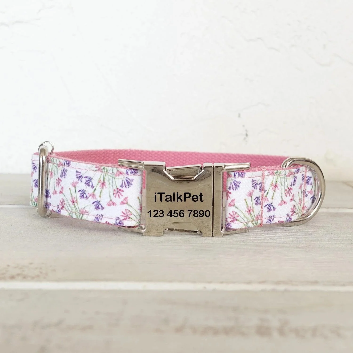 Tulbaghia Pink Personalized Dog Collar Set - Xs: 9"-12"/collar Only