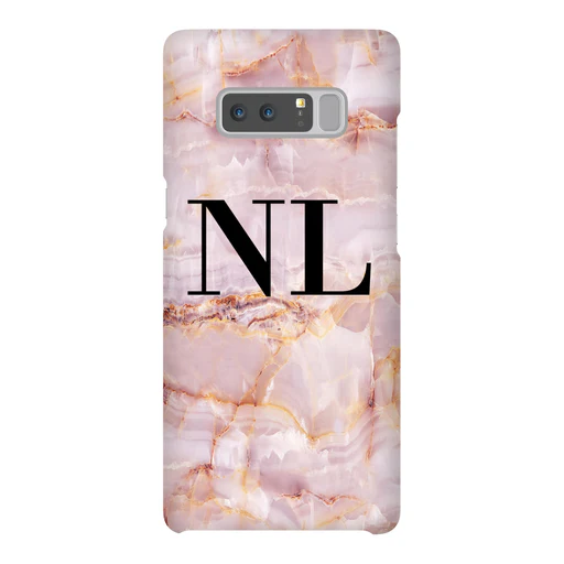 Personalised Natural Pink Marble Initials Samsung Galaxy Note 8 Case - Tough Impact Case (extra Protection)