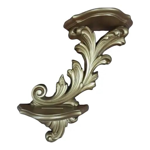 1960s Homco Right Side Double Gold Ornate Wall Ledge Shelf #3513
