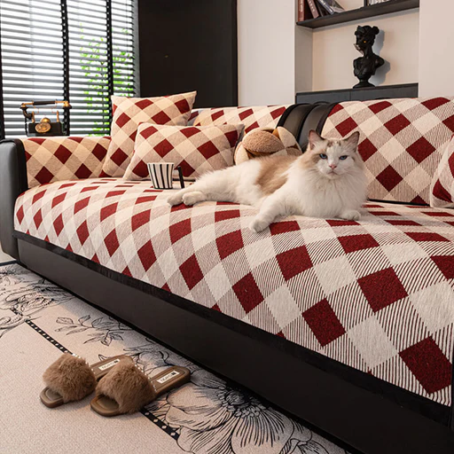 Diamond Chenille Scratch-resistant Sofa Protection Non-slip Couch Cover