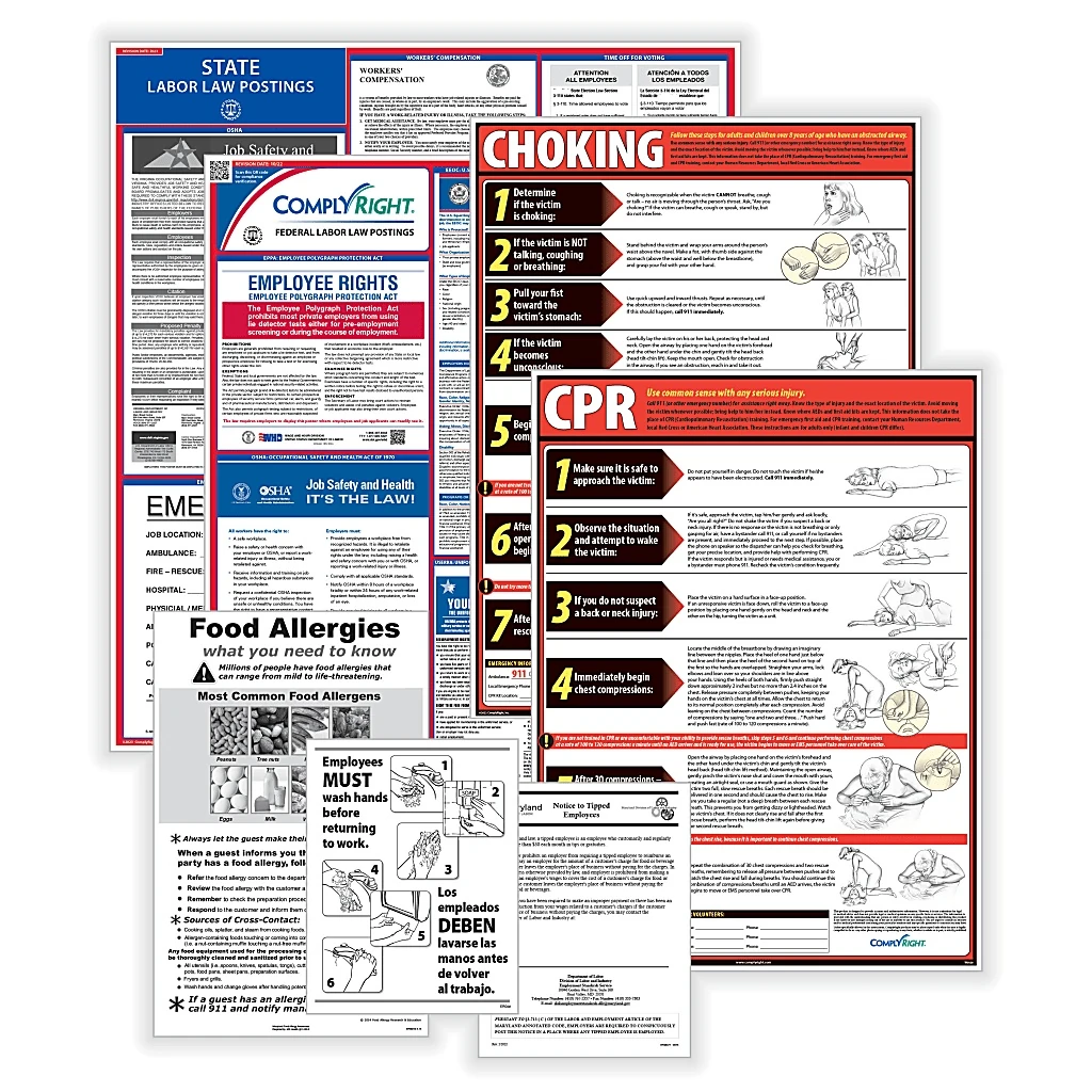 Complyright Restaurant Federal And State Labor Law Poster Set, English, Kansas