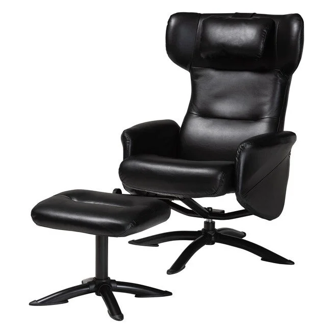 Elwood Modern Brown Faux Leather 2-piece Lounge Chair And Footrest Set