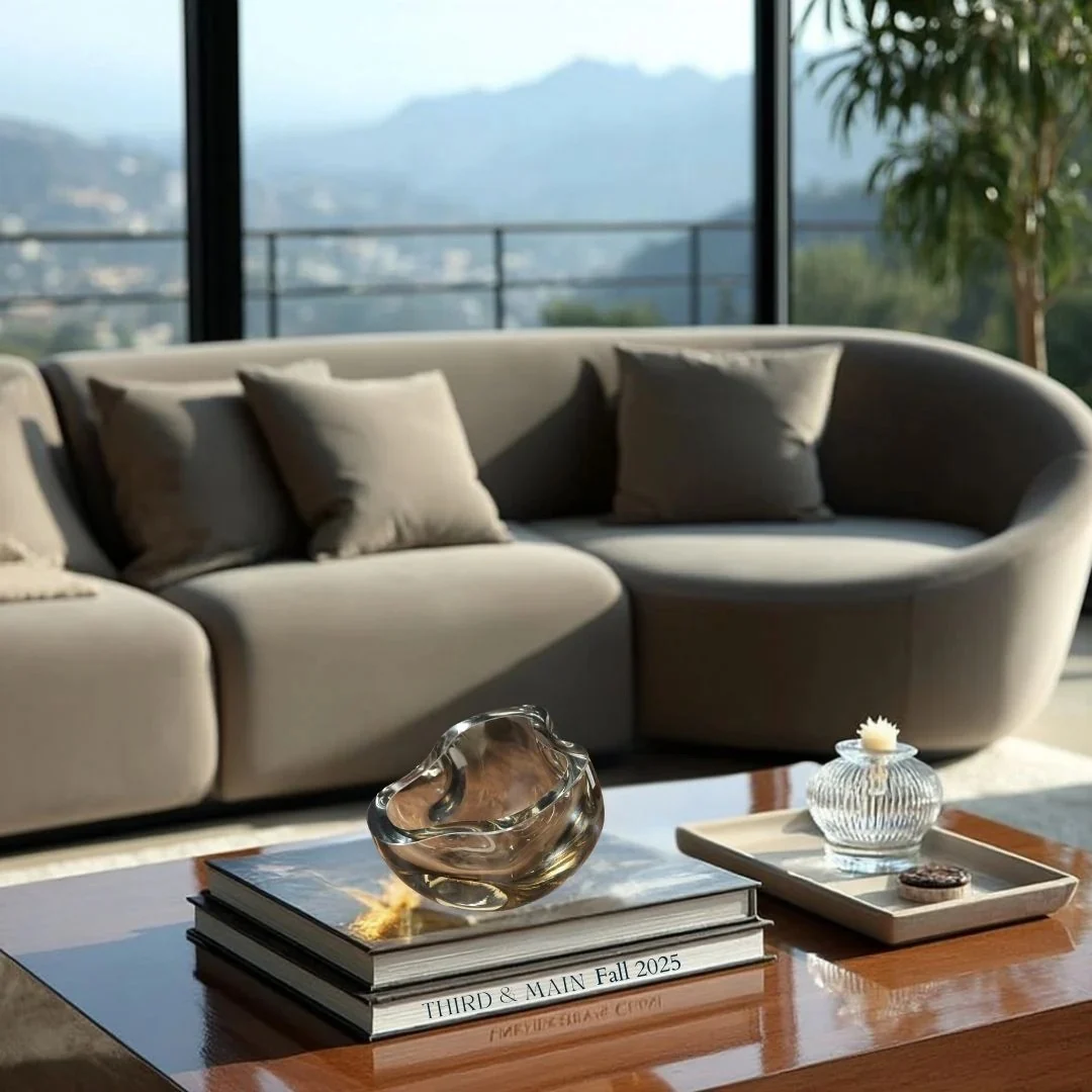 Taupe Cut Glass Viento Bowl