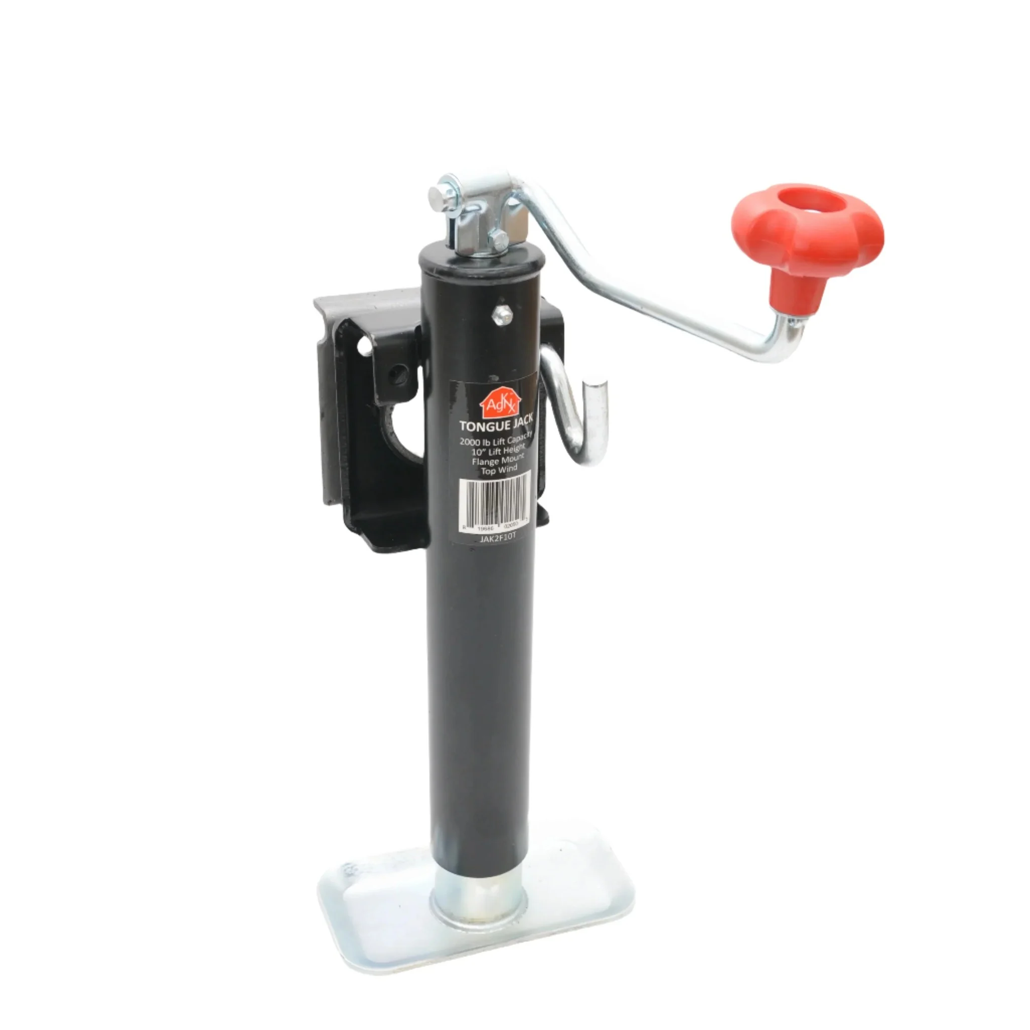 2000 Lb, 10" Lift Range, Flange Mount Top-wind Trailer Jack W/foot Plate