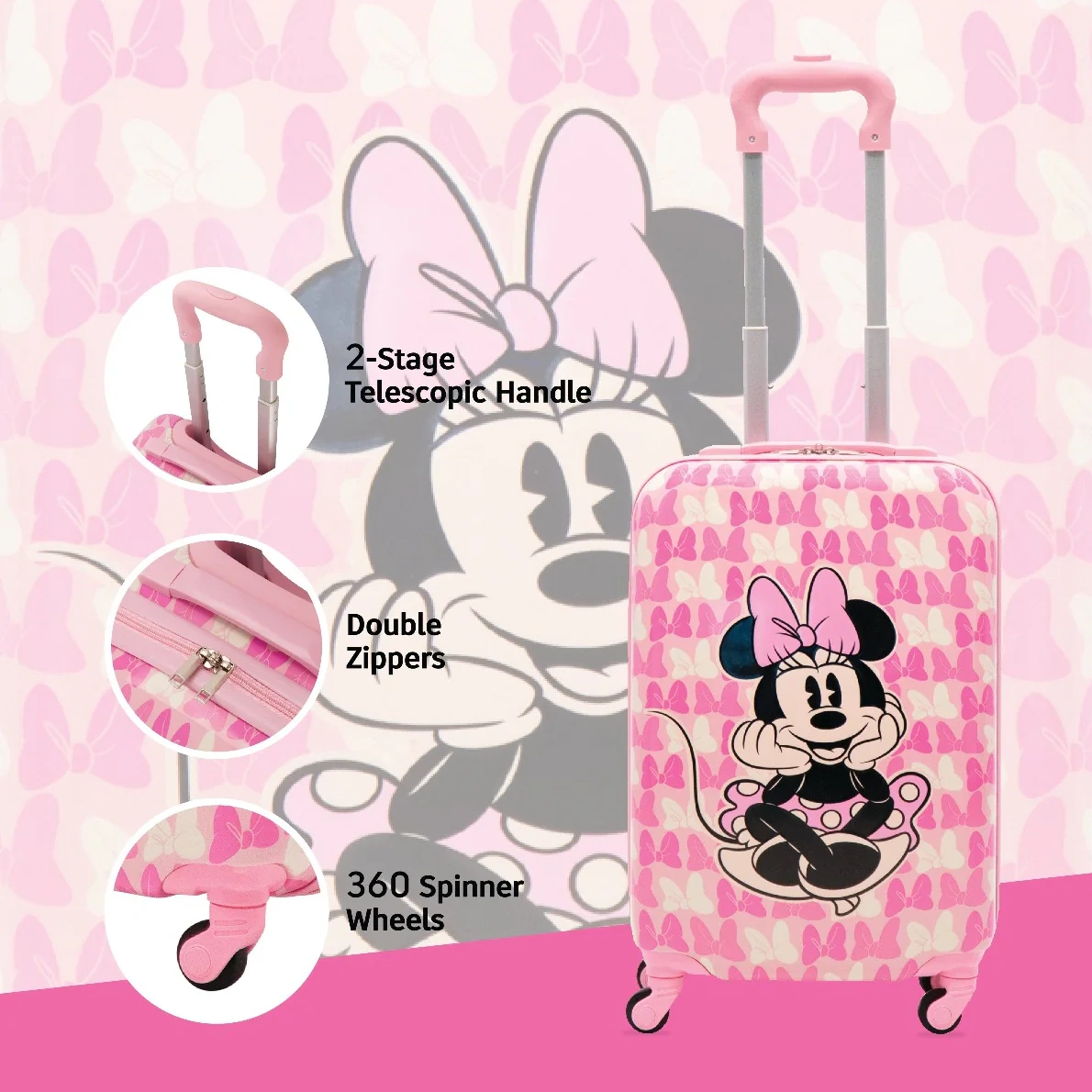 Disney Ful Minnie Mouse Bows Print Kids 20.5" Luggage