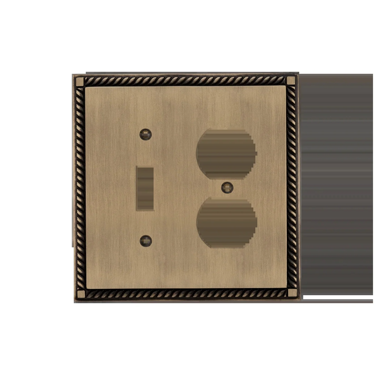Rope Switch Plate With Toggle And Outlet In Antique Brass