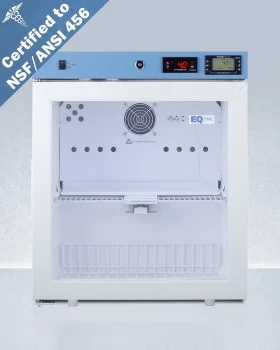 Eqtemp Acr162gnsf456lhd 19 Inch Compact Healthcare Refrigerator With 1.58 Cu. Ft. Capacity, Fixed Center Shelf, External Readout, Front Lock, Digital Controls, And Nsf/ansi 456 Certified: Left