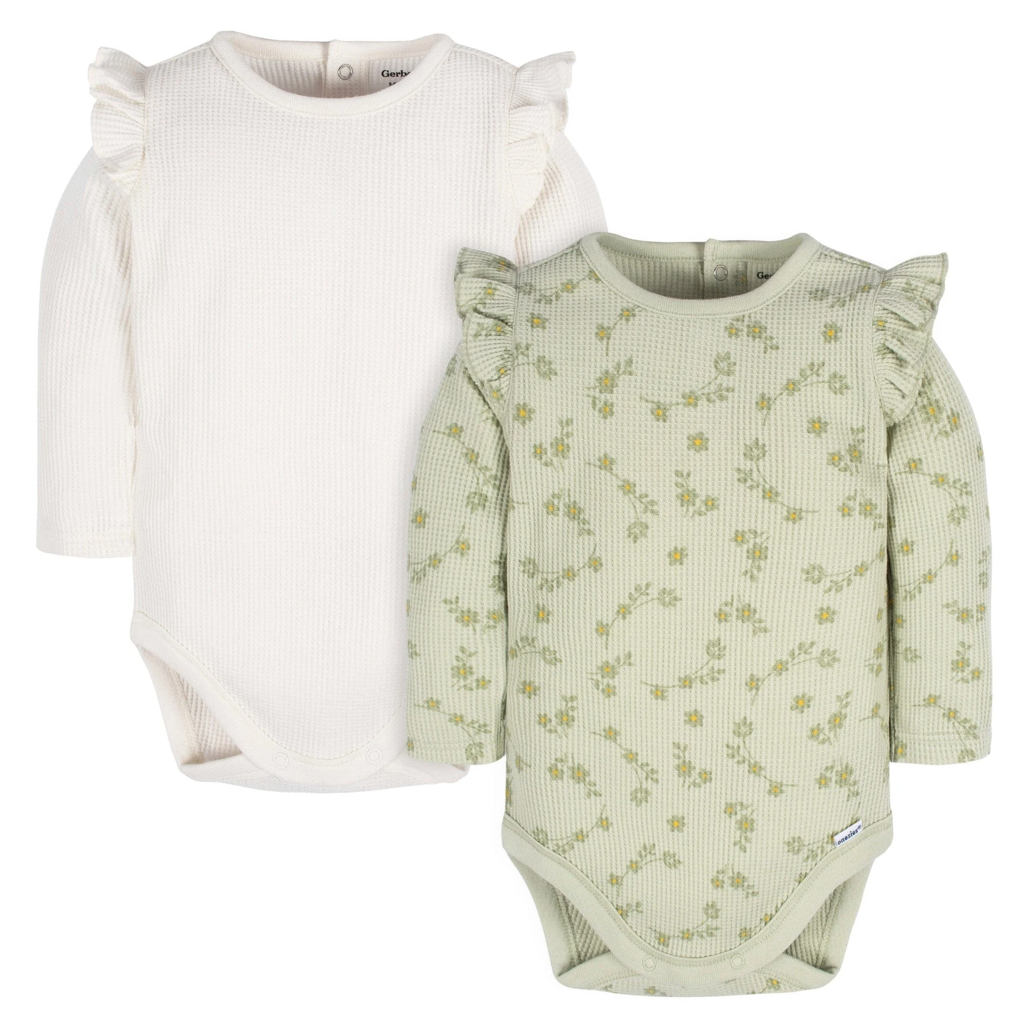 2-pack Baby Girls Flower Toss Long Sleeve Onesies® Bodysuits