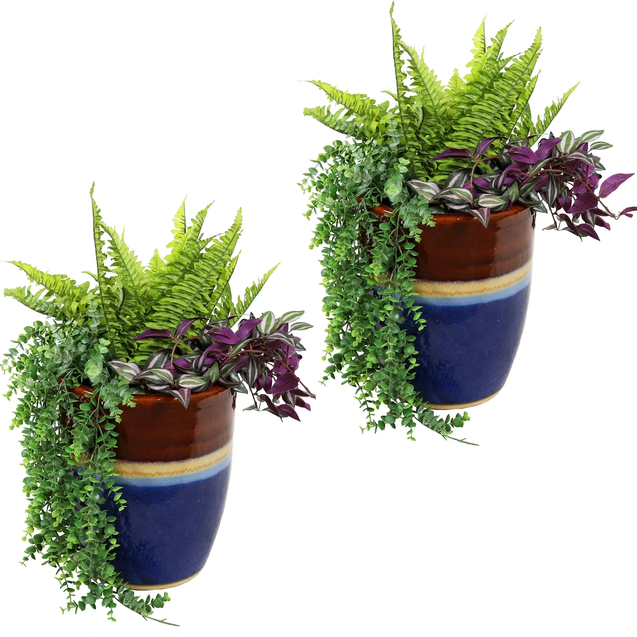 Sunnydaze Set Of 2 Captivating Vista Ceramic Planters - 11" - Beachcomber