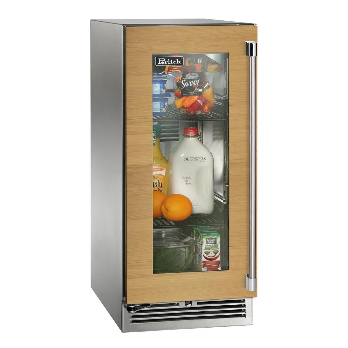 Perlick 15-inch Signature Series Stainless Steel Panel Ready Glass Door Outdoor Refrigerator - Left Hinged - Hp15ro-4-4l