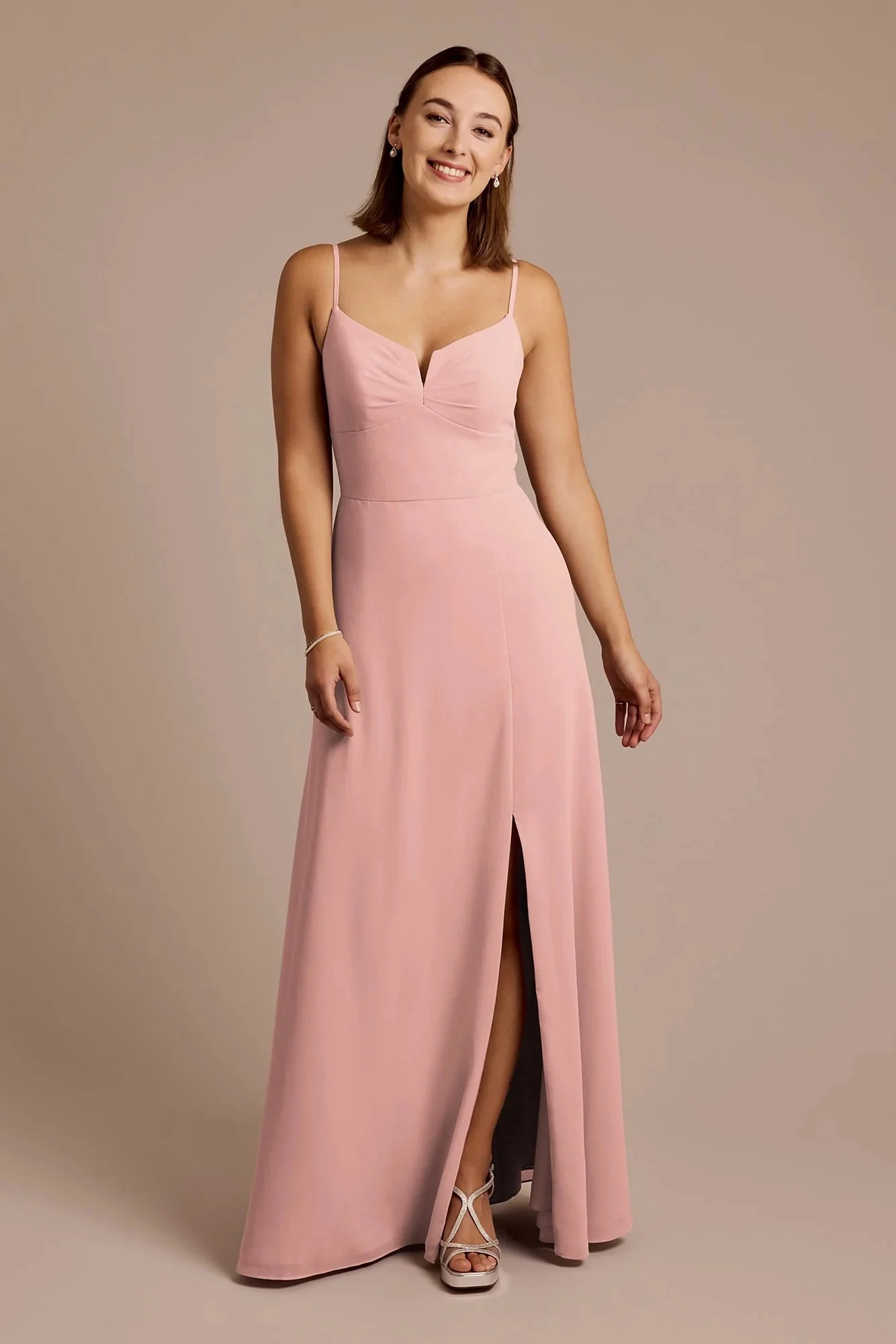 Chiffon Spaghetti Strap Sheath Dress - Ballet/26/extra_length