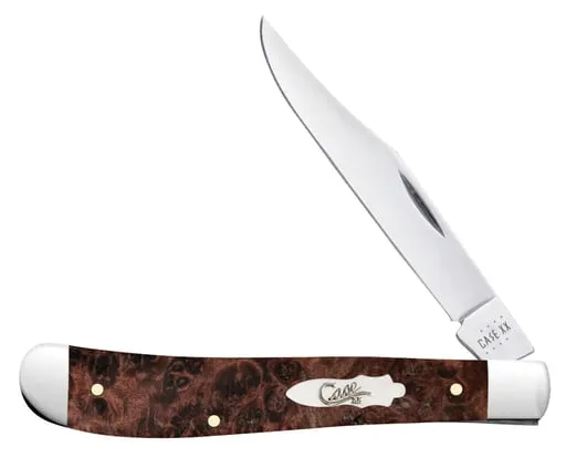 Case Knives Smooth Brown Maple Burl Wood Slimline Trapper