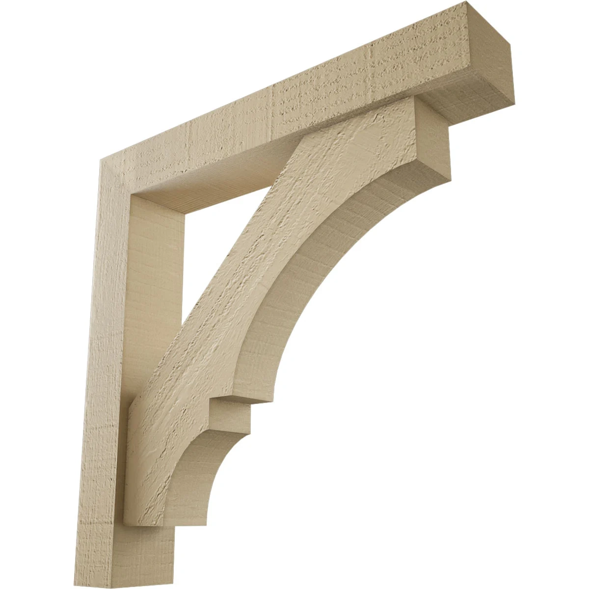 Timberthane Faux Wood Bracket W/ Offset Brace, Balboa Style, Block Ends. 3 1/2"w X 20"d X 20"h, Primed Tan