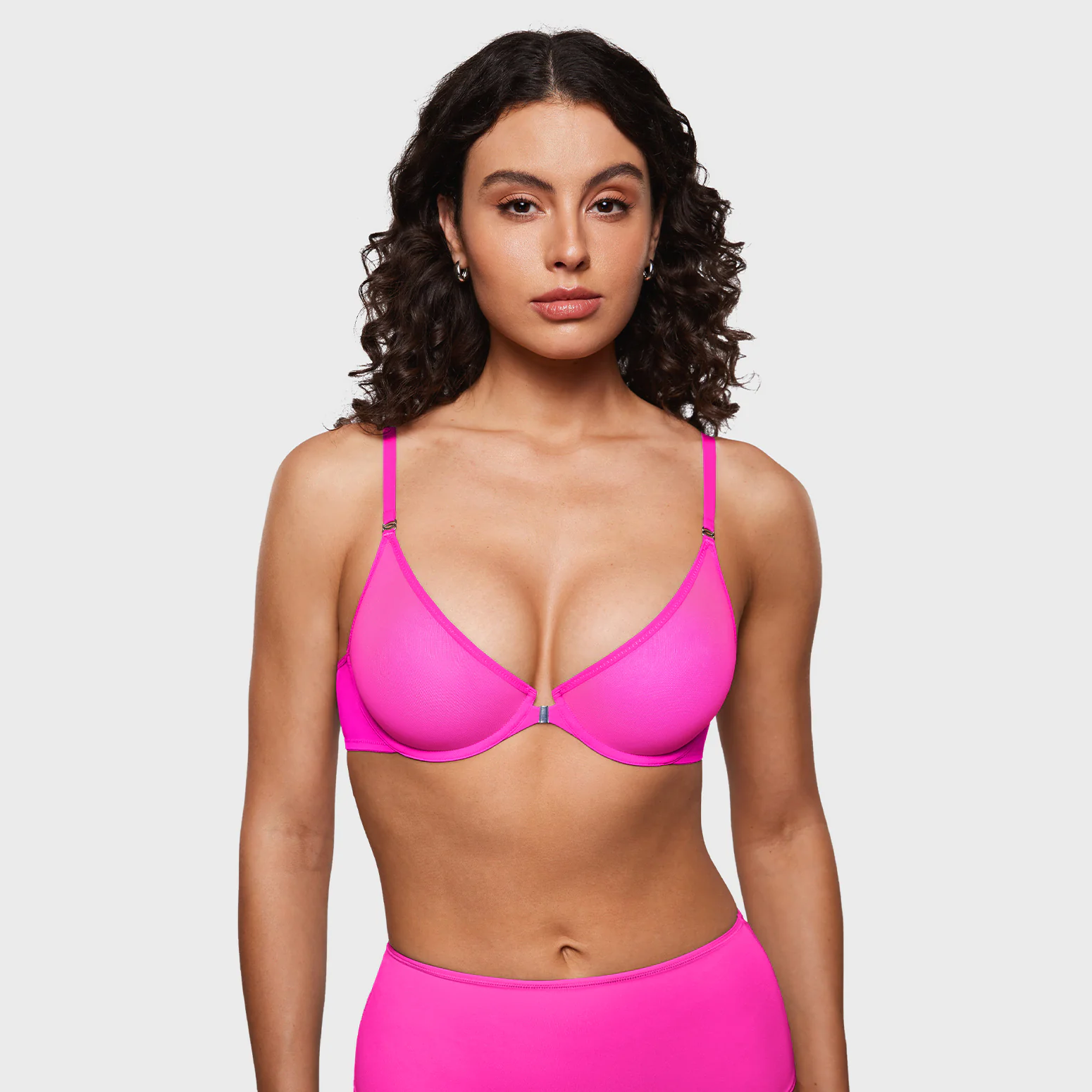 Sheer Front Closure Bra - Glitter Rose/36