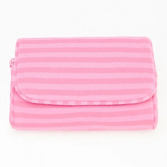 John Galt Pink Striped Makeup Bag