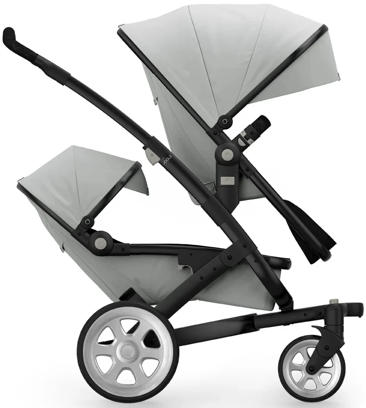 Joolz Geo 2 Tailor Twin Stroller - Black/silver/silver/black Double-stitched