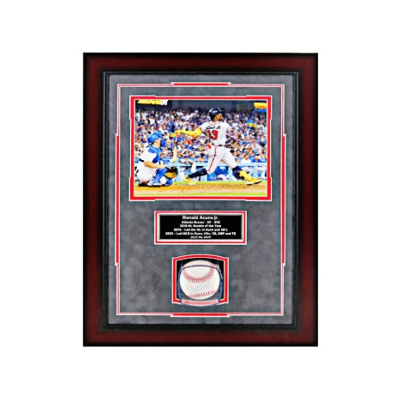 Ronald Acuna Atlanta Braves Autographed Signed Omlb Baseball Framed Shadowbox (beckett Holo)